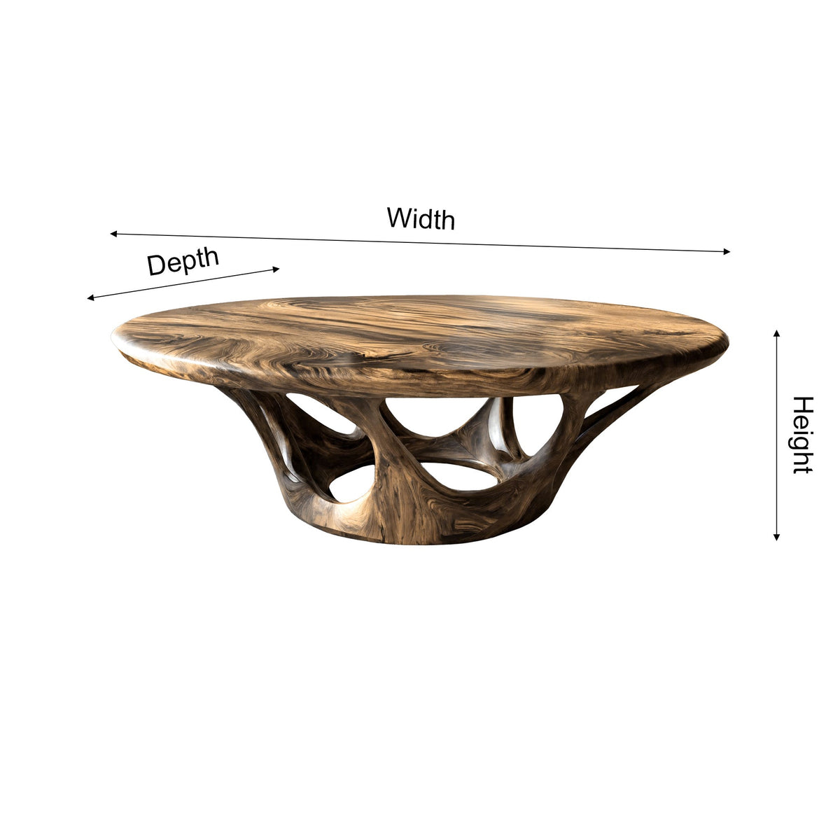 Kavryn Sculpted Solid Wood Round Coffee Table