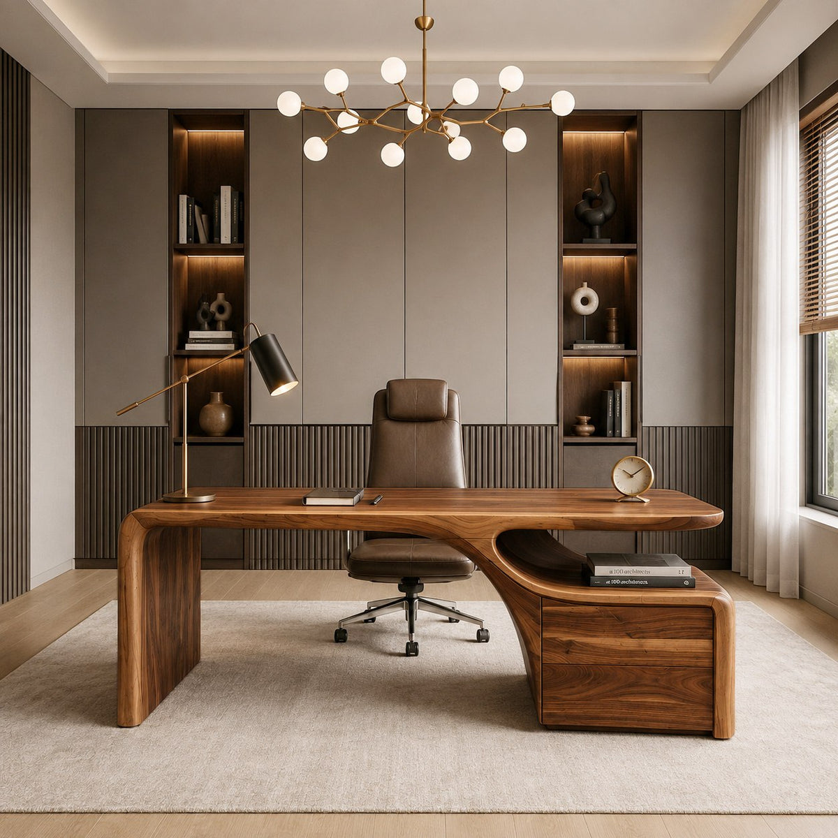 Organic Desk With Drawer Storage For Home Office